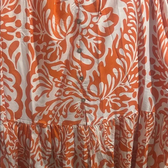 Women's Orange Floral Tiered Maxi Skirt - Picture 5 of 9